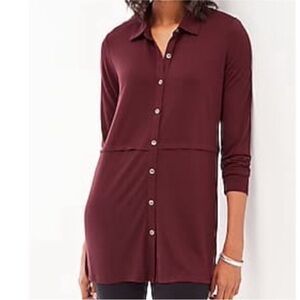 J. Jill Button Front Tunic Burgundy Size Medium